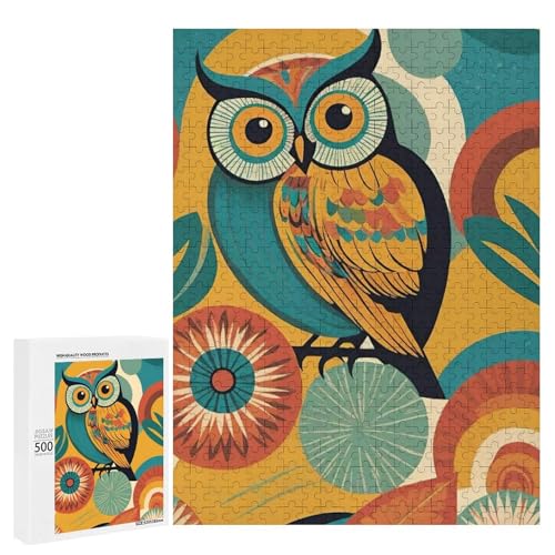 Eine bunte Eule umgeben von lebendigen Mustern.500 Teile Tier Klassisches Holzpuzzle für Erwachsene Eine bunte Eule umgeben von lebendigen Mustern.500 Teile Tier Klassisches Holzpuzzle für Erwachsene von Generisch