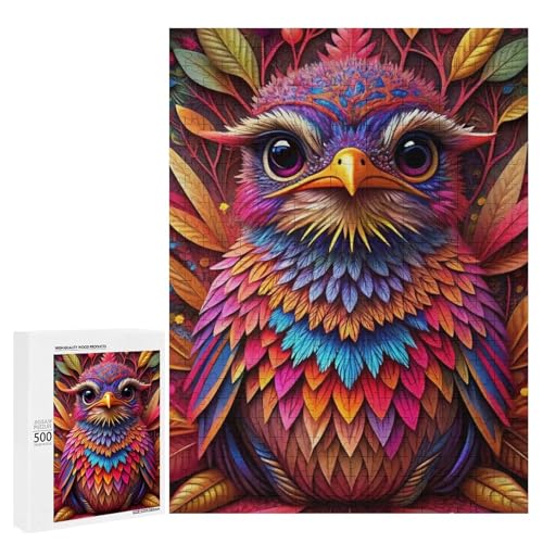 Eine bunte Eule umgeben von lebhaften Blättern 500 Teile Tier klassisches Holzpuzzle für Erwachsene Eine bunte Eule umgeben von lebhaften Blättern 500 Teile Tier klassisches Holzpuzzle für Erwachsene von Generisch