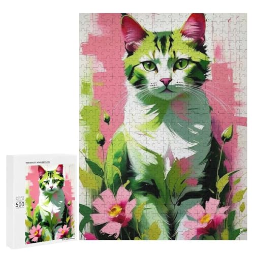Eine bunte Katze umgeben von Blumen 500 Teile Tier klassisches Holzpuzzle für Erwachsene Eine bunte Katze umgeben von Blumen 500 Teile Tier klassisches Holzpuzzle für Erwachsene von Generisch