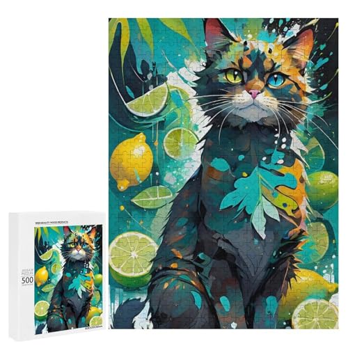 Eine bunte Katze umgeben von Zitrusfrüchten 500 Teile Tier klassisches Holzpuzzle für Erwachsene Eine bunte Katze umgeben von Zitrusfrüchten 500 Teile Tier klassisches Holzpuzzle für Erwachsene von Generisch