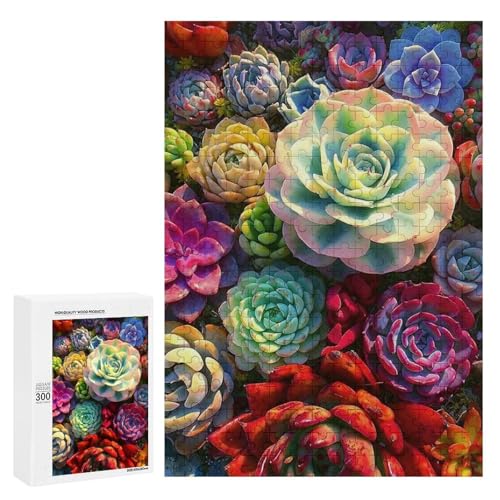 Eine bunte Sammlung von Sukkulenten. Klassisches Holzpuzzle für Erwachsene, 300 Teile Eine bunte Sammlung von Sukkulenten. Klassisches Holzpuzzle für Erwachsene, 300 Teile von Generisch