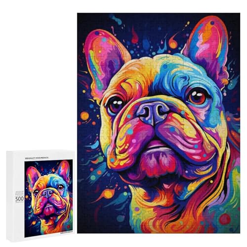 Eine bunte französische Bulldogge Portrait 500 Teile Tier klassisches Holzpuzzle für Erwachsene Eine bunte französische Bulldogge Portrait 500 Teile Tier klassisches Holzpuzzle für Erwachsene von Generisch