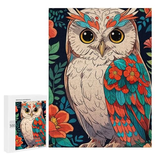 Eine charmante Eule inmitten lebendiger Blumen 500 Teile Tier Classic Holzpuzzle für Erwachsene Eine charmante Eule inmitten lebendiger Blumen 500 Teile Tier Classic Holzpuzzle für Erwachsene von Generisch