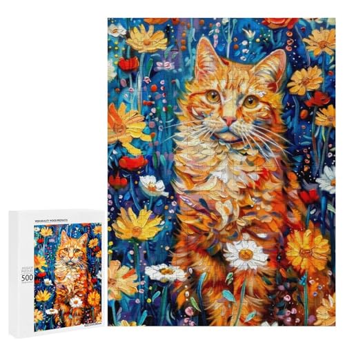 Eine charmante Katze inmitten eines lebendigen Blumengartens, 500 Teile Tier, klassisches Holzpuzzle für Erwachsene Eine charmante Katze inmitten eines lebendigen Blumengartens, 500 Teile Tier, klassisches Holzpuzzle für Erwachsene von Generisch