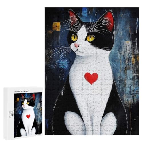 Eine charmante Katze mit Herz auf der Brust 500 Teile Tier Classic Holzpuzzle für Erwachsene Eine charmante Katze mit Herz auf der Brust 500 Teile Tier Classic Holzpuzzle für Erwachsene von Generisch
