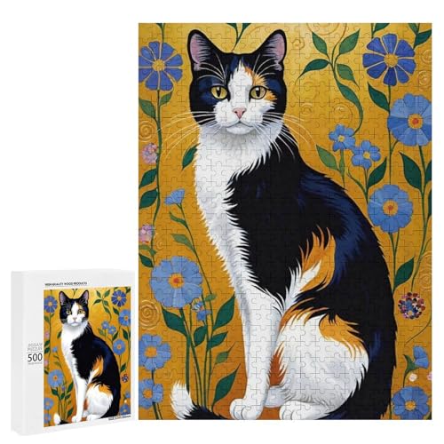 Eine charmante Katze umgeben von lebendigen Blumen 500 Teile Tier Classic Holzpuzzle für Erwachsene Eine charmante Katze umgeben von lebendigen Blumen 500 Teile Tier Classic Holzpuzzle für Erwachsene von Generisch