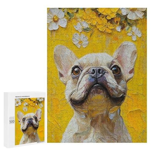 Eine charmante französische Bulldogge umgeben von lebendigen Blumen 500 Teile Tier Classic Holzpuzzle für Erwachsene Eine charmante französische Bulldogge umgeben von lebendigen Blumen 500 Teile Tier Classic Holzpuzzle für Erwachsene von Generisch