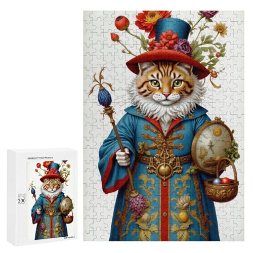 Eine königliche Katze, verziert in kunstvoller Kleidung, hält ein Zepter und einen Korb mit Eiern. Klassisches Holzpuzzle für Erwachsene mit 300 Teilen Eine königliche Katze, verziert in kunstvoller Kleidung, hält ein Zepter und einen Korb mit Eiern. Klassisches Holzpuzzle für Erwachsene mit 300 Teilen von Generisch