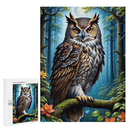 Eine majestätische Eule, die auf einem Ast in einem mystischen Wald sitzt, 500 Teile Tier, klassisches Holzpuzzle für Erwachsene Eine majestätische Eule, die auf einem Ast in einem mystischen Wald sitzt, 500 Teile Tier, klassisches Holzpuzzle für Erwachsene von Generisch