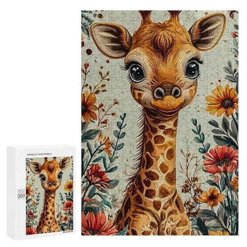 Eine niedliche Giraffe umgeben von lebendigen Blumen. Klassisches Holzpuzzle für Erwachsene mit 300 Teilen Eine niedliche Giraffe umgeben von lebendigen Blumen. Klassisches Holzpuzzle für Erwachsene mit 300 Teilen von Generisch
