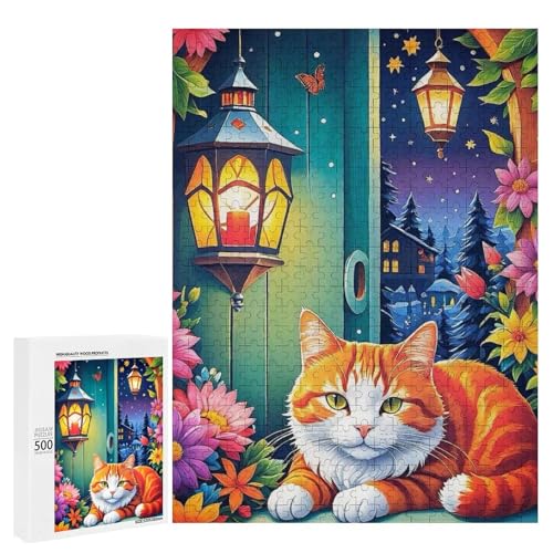 Eine süße Katze, die auf der Fensterbank liegt, 500 Teile Tier, klassisches Holzpuzzle für Erwachsene Eine süße Katze, die auf der Fensterbank liegt, 500 Teile Tier, klassisches Holzpuzzle für Erwachsene von Generisch