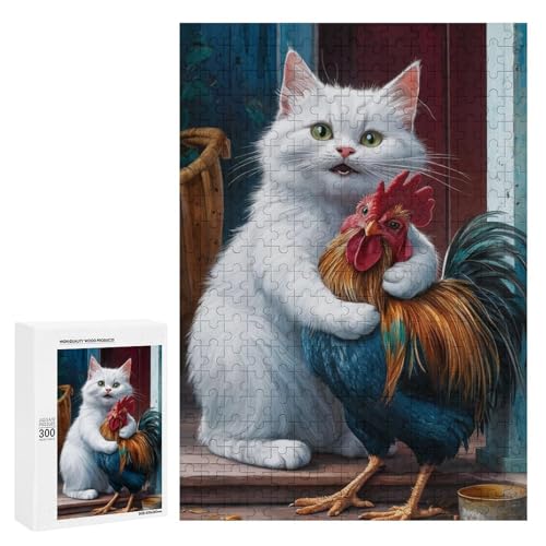 Eine süße Katze, die einen Hahn vor der Haustür umarmt. Klassisches Holzpuzzle für Erwachsene mit 300 Teilen Eine süße Katze, die einen Hahn vor der Haustür umarmt. Klassisches Holzpuzzle für Erwachsene mit 300 Teilen von Generisch