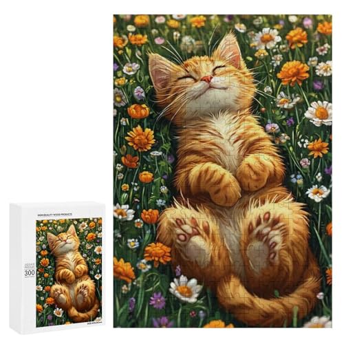 Eine süße Katze, die sich in einem Blumenfeld entspannt, 2300 Teile, klassisches Holzpuzzle für Erwachsene Eine süße Katze, die sich in einem Blumenfeld entspannt, 2300 Teile, klassisches Holzpuzzle für Erwachsene von Generisch
