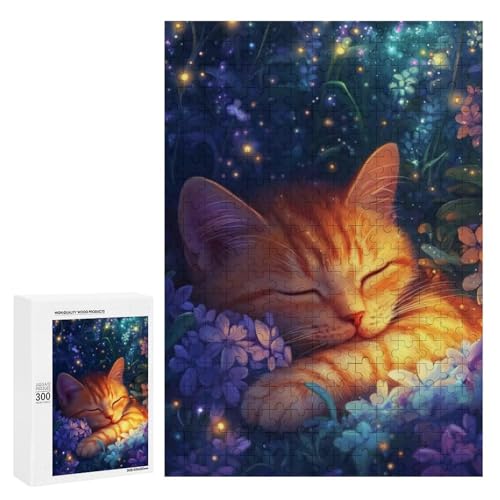 Eine süße Katze, die unter bunten Blumen schläft. Klassisches Holzpuzzle für Erwachsene, 300 Teile Eine süße Katze, die unter bunten Blumen schläft. Klassisches Holzpuzzle für Erwachsene, 300 Teile von Generisch