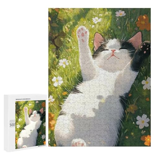 Eine süße Katze liegend in einem Blumenfeld 500 Teile Tier klassisches Holzpuzzle für Erwachsene Eine süße Katze liegend in einem Blumenfeld 500 Teile Tier klassisches Holzpuzzle für Erwachsene von Generisch