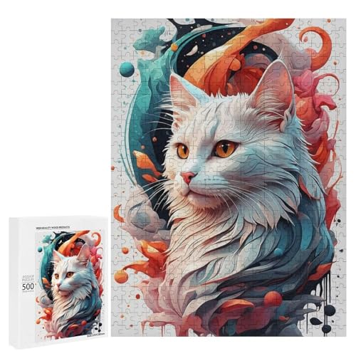 Eine süße Katze mit lebhaften, abstrakten Farben, 500 Teile, klassisches Holzpuzzle für Erwachsene Eine süße Katze mit lebhaften, abstrakten Farben, 500 Teile, klassisches Holzpuzzle für Erwachsene von Generisch
