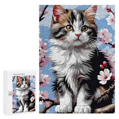Eine süße Katze sitzt auf einem Kirschblütenzweig. 300 Teile Tierpuzzle aus Holz, klassisches Puzzle für Erwachsene Eine süße Katze sitzt auf einem Kirschblütenzweig. 300 Teile Tierpuzzle aus Holz, klassisches Puzzle für Erwachsene von Generisch