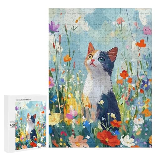 Eine süße Katze sitzt in einem Feld bunter Blumen 500 Teile Tier klassisches Holzpuzzle für Erwachsene Eine süße Katze sitzt in einem Feld bunter Blumen 500 Teile Tier klassisches Holzpuzzle für Erwachsene von Generisch