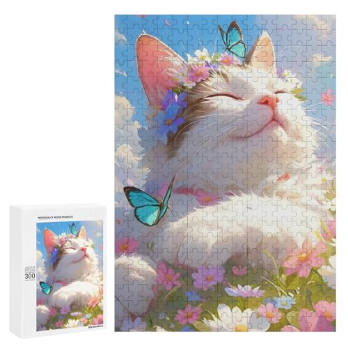 Eine süße Katze umgeben von Blumen und Schmetterlingen. Klassisches Holzpuzzle für Erwachsene mit 300 Teilen Eine süße Katze umgeben von Blumen und Schmetterlingen. Klassisches Holzpuzzle für Erwachsene mit 300 Teilen von Generisch