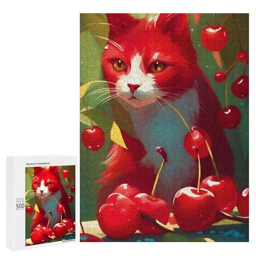 Eine süße Katze umgeben von Kirschen 500 Teile Tier Klassisches Holzpuzzle für Erwachsene Eine süße Katze umgeben von Kirschen 500 Teile Tier Klassisches Holzpuzzle für Erwachsene von Generisch