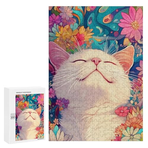 Eine süße Katze umgeben von bunten Blumen. 11300 Teile Tierpuzzle aus Holz, klassisches Puzzle für Erwachsene Eine süße Katze umgeben von bunten Blumen. 11300 Teile Tierpuzzle aus Holz, klassisches Puzzle für Erwachsene von Generisch