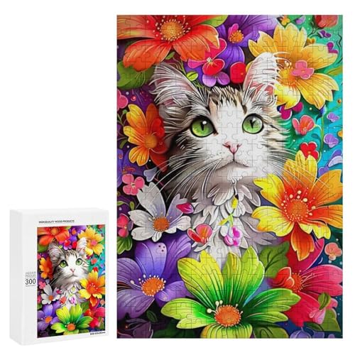 Eine süße Katze umgeben von bunten Blumen. Klassisches Holzpuzzle für Erwachsene mit 3300 Teilen Eine süße Katze umgeben von bunten Blumen. Klassisches Holzpuzzle für Erwachsene mit 3300 Teilen von Generisch