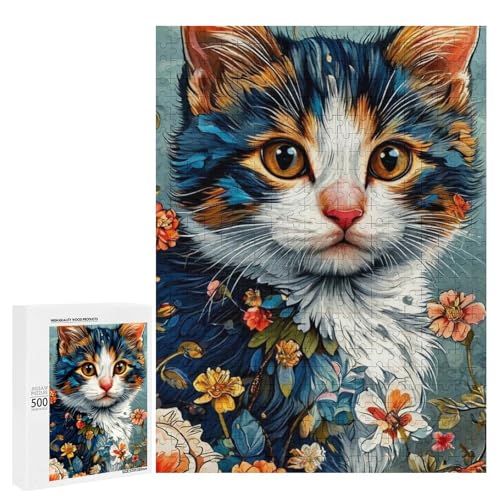 Eine süße Katze umgeben von lebendigen Blumen. 2 500 Teile Tierpuzzle aus Holz, klassisches Holzpuzzle für Erwachsene Eine süße Katze umgeben von lebendigen Blumen. 2 500 Teile Tierpuzzle aus Holz, klassisches Holzpuzzle für Erwachsene von Generisch