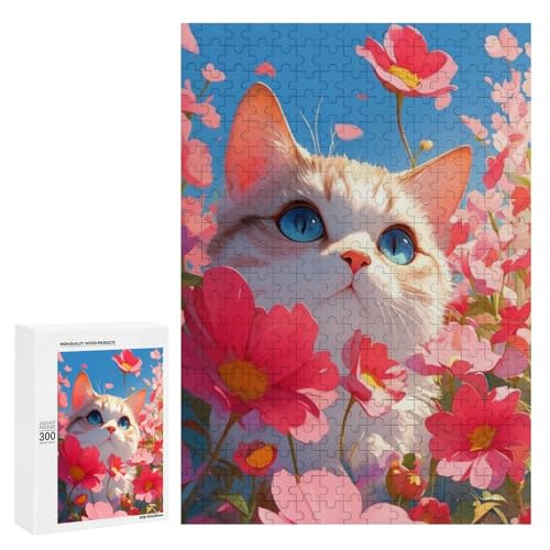Eine süße Katze umgeben von schönen Blumen. 1300 Teile Tierpuzzle aus Holz, klassisches Puzzle für Erwachsene Eine süße Katze umgeben von schönen Blumen. 1300 Teile Tierpuzzle aus Holz, klassisches Puzzle für Erwachsene von Generisch