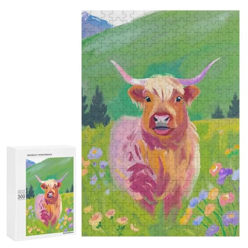 Eine süße Kuh in einem bunten Feld. 300 Teile Tierpuzzle aus Holz, klassisches Holzpuzzle für Erwachsene Eine süße Kuh in einem bunten Feld. 300 Teile Tierpuzzle aus Holz, klassisches Holzpuzzle für Erwachsene von Generisch