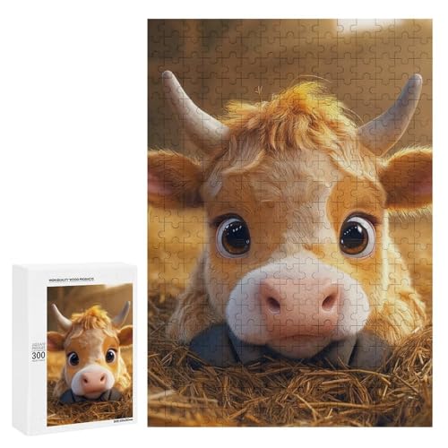 Eine süße Kuh ruht auf Heu. 300 Teile Tierpuzzle aus Holz, klassisches Puzzle für Erwachsene Eine süße Kuh ruht auf Heu. 300 Teile Tierpuzzle aus Holz, klassisches Puzzle für Erwachsene von Generisch