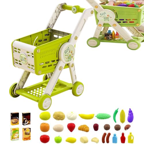 Einkaufswagen Für Kinder – Spielzeugwagen Mit 30 Zubehörteilen | Interaktiver Supermarkt-Wagen | Rollenspiel-Spielzeug Zum Lernen, Spielen Und Als von Generisch