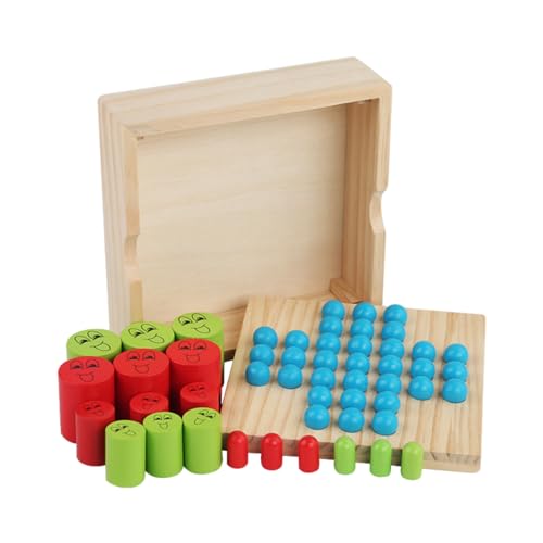 Einzelspieler -Schachbrett, Holzperlenspiel für Kinder | 2 in 1 Reiseschach und Checker Set | Big Essen kleine Strategiespielzeug für intelligente Logikverbesserung von Generisch