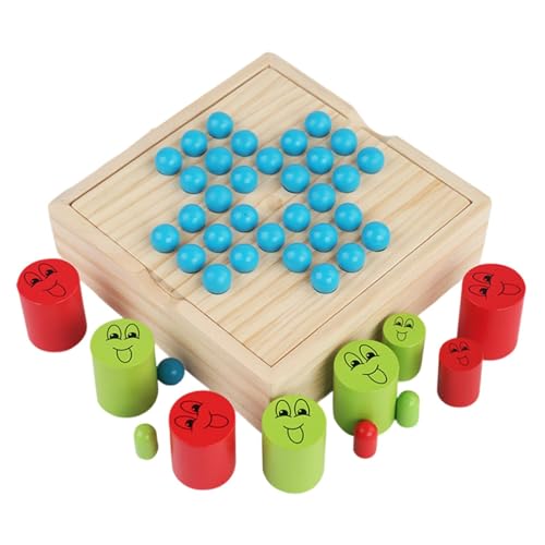 Einzelspieler -Schachbrett, Holzperlenspiel für Kinder | 2 in 1 hölzerne tragbare Schachbrett - Big Essen kleine Strategiespielzeug für intelligente Logikverbesserung von Generisch