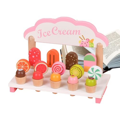 Eisdielen-Spielzeug,Eisspielzeug aus Holz - Eislutscher-Shop-Spiele Rollenspiel-Küchenspielzeug - Cartoon Girl Pretend Play Ice Lolly Shop Spielset für Kinder im Alter von 3–7 Jahren, Mädchen, Eisdielen-Spielzeug,Eisspielzeug aus Holz - Eislutscher-Shop-Spiele Rollenspiel-Küchenspielzeug - Cartoon Girl Pretend Play Ice Lolly Shop Spielset für Kinder im Alter von 3–7 Jahren, Mädchen, von Generisch