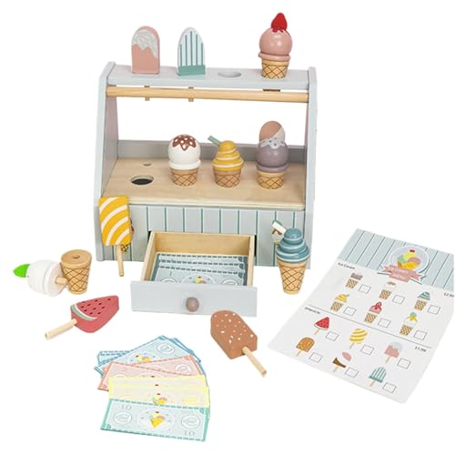 Eisdielen-Spielzeugsimulation – Eiscreme-Spielset | Holzspielzeug für die Küche Einer Eisdiele | Eisspielzeug-Set | Kinder-Eiscreme-Spielset für und Mädchen ab 3 Jahren. Rollenspiel | Eiscreme- Eisdielen-Spielzeugsimulation – Eiscreme-Spielset | Holzspielzeug für die Küche Einer Eisdiele | Eisspielzeug-Set | Kinder-Eiscreme-Spielset für und Mädchen ab 3 Jahren. Rollenspiel | Eiscreme- von Generisch