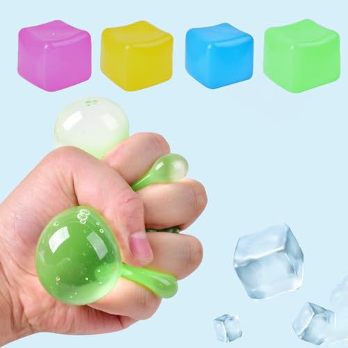 Eiswürfel-Zappelspielzeug, quadratische Würfelform mit 20 ml Füllung, Eiswürfel-Quetsch-Zappelspielzeug, Quetschwürfel, sensorisches Spielzeug, schöner Stresswürfel, Eiswürfel (Gelb) von Generisch
