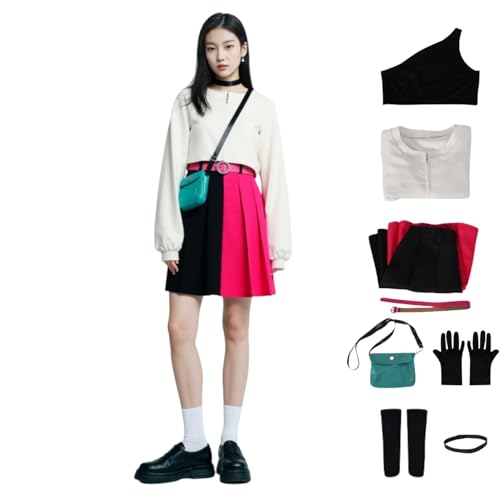 Elaina Eleina Cosplay Kostüm Outfit JK Uniform Kleid & Mantel & Weste mit Tasche für Halloween Karneval Party (Rosa, M) von Generisch