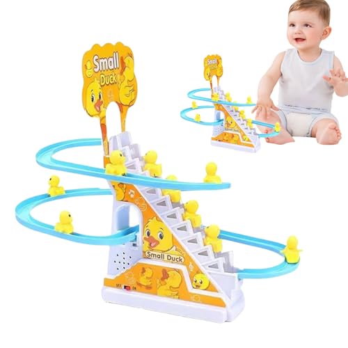 Electric Roller Coaster Toy, Musical Duck Racing Track Toy, 10.39x7.17 Inches Colorful Light-Up Stair Climbing Set, Ideal for Kids Playtime, Home, Travel, Interactive Game Activity von Generisch