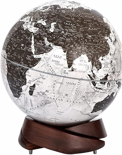 Eleganter, dekorativer 10-Zoll-Weltglobus mit Sockel aus schwarzem Walnussholz – hochwertiger geografischer Globus als Dekoration for Zuhause und Büro(C) von Generisch