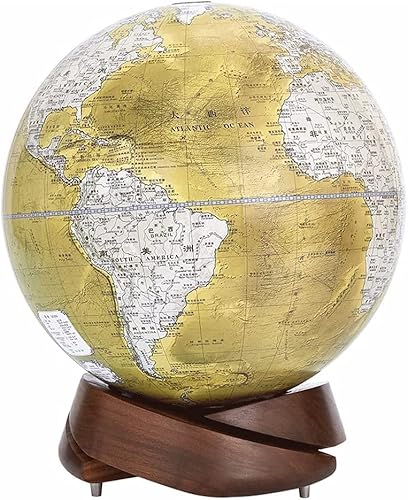 Eleganter, dekorativer 10-Zoll-Weltglobus mit Sockel aus schwarzem Walnussholz – hochwertiger geografischer Globus als Dekoration for Zuhause und Büro(F) von Generisch