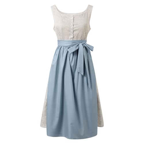 Elegantes Cosplay-Kleid im bayerischen Stil, Kostüm für Damen, Spitzenweste, Schürze, Outfit, perfekt für Oktoberfest-Partys, Halloween-Festivals Enoshima Junko-Cosplay-Kostüm (Light Blue, M) von Generisch