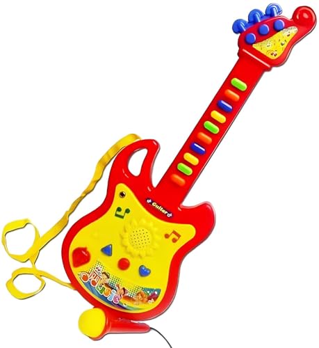 Elektrische Gitarre Spielzeug für Kinder mit verstärktem Mikrofon, Lichteffekten, Schultergurt, Voraufgezeichnete Melodien - Rock 18 Zoll - Elektronik mit Rock-Sounds Elektrische Gitarre Spielzeug für Kinder mit verstärktem Mikrofon, Lichteffekten, Schultergurt, Voraufgezeichnete Melodien - Rock 18 Zoll - Elektronik mit Rock-Sounds von Generisch