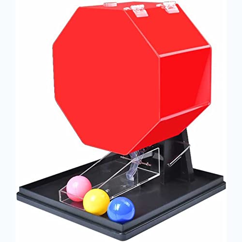 Elektrischer Lotterieballautomat - Automatische Zahlenauswahl mit roter Basis und größerem Acrylkäfig für transparente Zeichnungen von Generisch