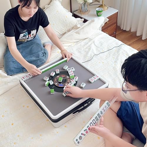 Elektrischer Mahjong-Tisch - Größe für 2-5 Spieler mit automatischer Mischfunktion & 144 magnetischen Spielsteinen - Ideal für den Innen- und Außenbereich von Generisch