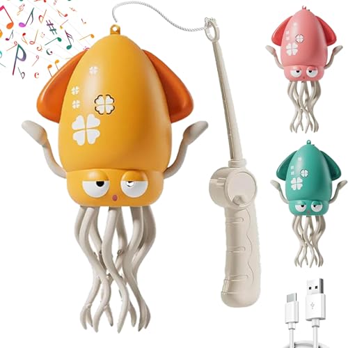 Elektrisches tanzendes Oktopus-Spielzeug, elektrischer automatischer Hindernisvermeidungs-Oktopus, interaktives elektronisches Haustier mit LED-Lichtern und Musik, Vermeidungssensor(Gelb) von Generisch