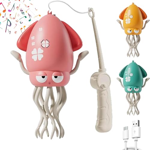Elektrisches tanzendes Oktopus-Spielzeug, elektrischer automatischer Hindernisvermeidungs-Oktopus, interaktives elektronisches Haustier mit LED-Lichtern und Musik, Vermeidungssensor(Rosa) von Generisch