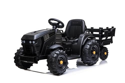 Elektro-Kinderauto Kinder-Elektrotraktor 12V mit Anhänger, 2x45W, USB, Musik, Schwarz Elektro-Kinderauto Kinder-Elektrotraktor 12V mit Anhänger, 2x45W, USB, Musik, Schwarz von Generisch
