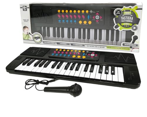 Elektronische Tastatur mit 37 Tasten, 47 cm, Pianola für Kinder, Tastatur mit Mikrofon, 7 rhythmische Basen, 8 Simulationsinstrumente, 22 Melodien, Aufnahmefunktion von Generisch