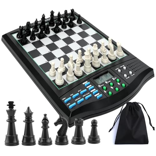 Elektronisches Schachset mit KI-Sprachlehrer, LCD-Display & Magnettafel für Einzel- oder Zwei-Spieler-Spieler, Verbesserung der Schachfähigkeiten von Generisch