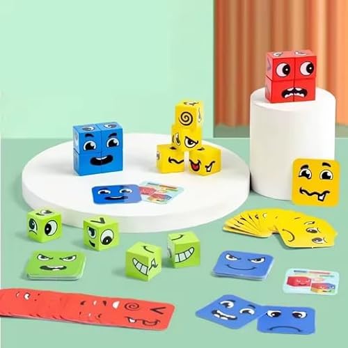 Emotionen Lernspielzeug Würfel, 12 Bunte Würfel mit Gesichtsausdrücken, Sortiert in Aufbewahrungsbox von Generisch